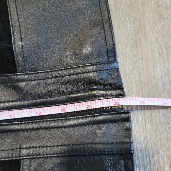 TRIA Women's Black Leather Jacket Zip Suede And Leather Size Medium Lined EUC - Picture 12 of 14